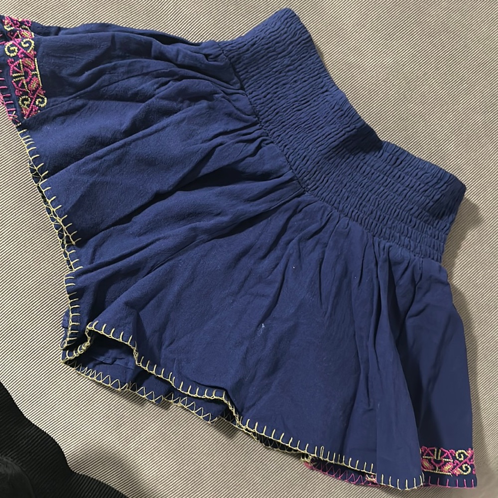 Free People Blue Depths Embroidered Shorts